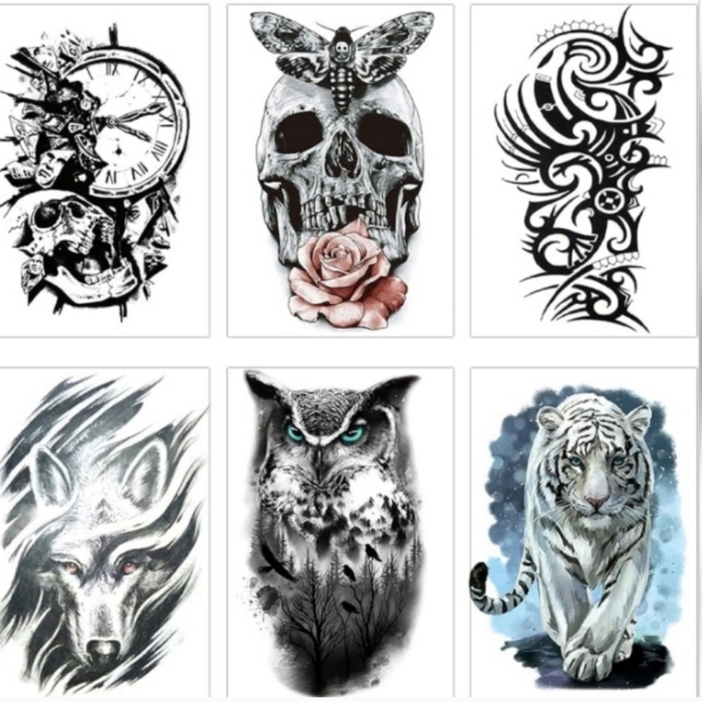 82 Black & colored Temporary Tattoos / Stickers & 10 Large Tattoos total…